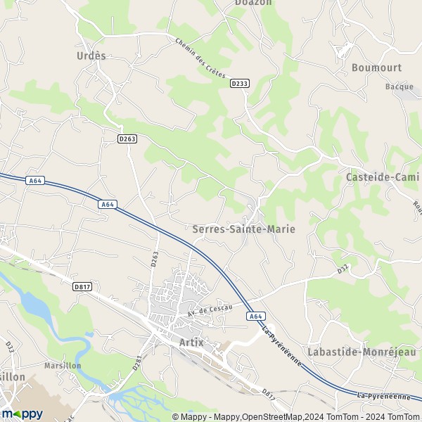 La carte pour la ville de Serres-Sainte-Marie 64170