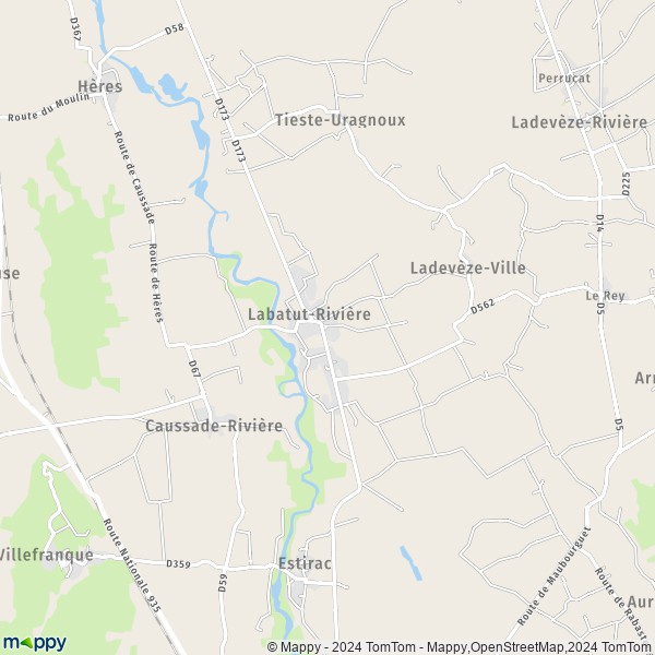 La carte pour la ville de Labatut-Rivière 65700