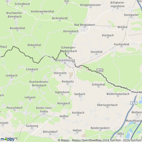 La carte pour la ville de Wissembourg 67160