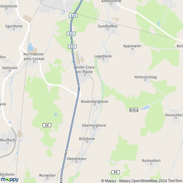 La carte pour la ville de Niederhergheim 68127