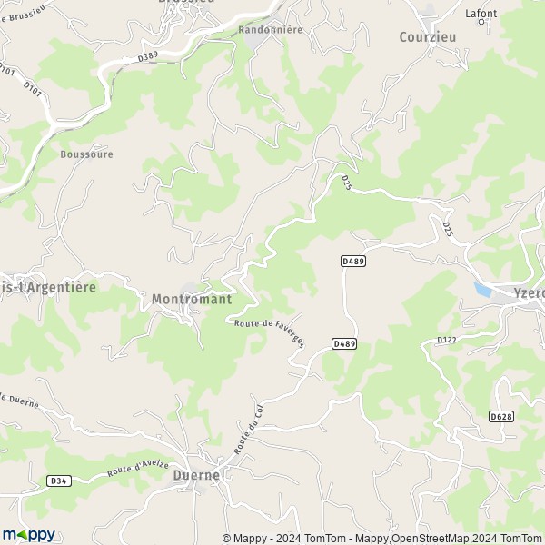 La carte pour la ville de Montromant 69610