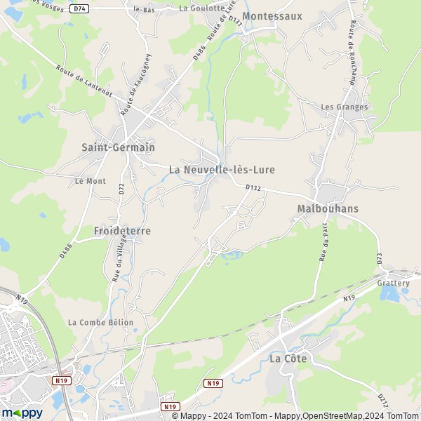 La carte pour la ville de La Neuvelle-lès-Lure 70200