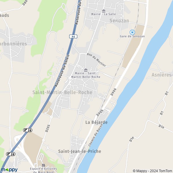 La carte pour la ville de Saint-Martin-Belle-Roche 71118