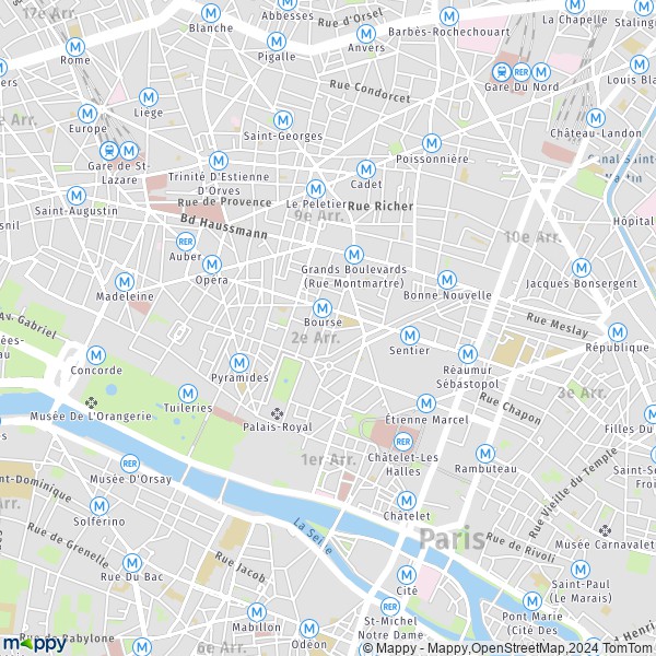 La carte pour la ville de 2e Arrondissement, Paris