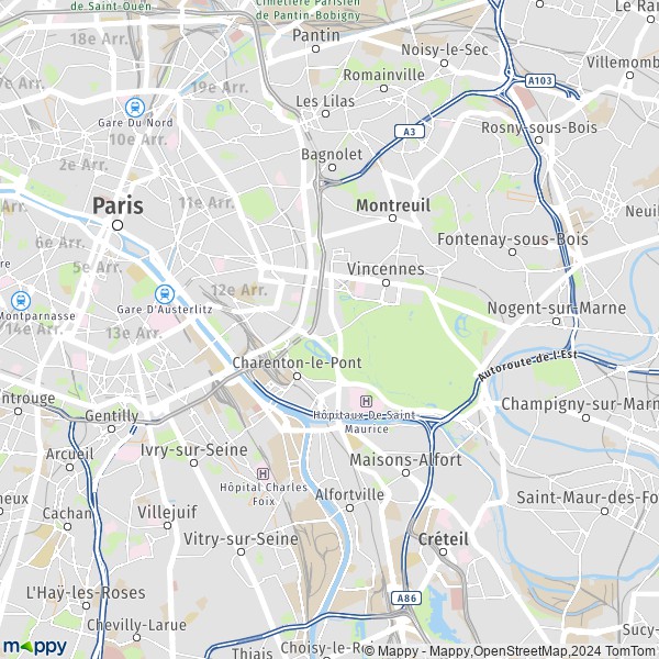 La carte pour la ville de 12e Arrondissement, Paris