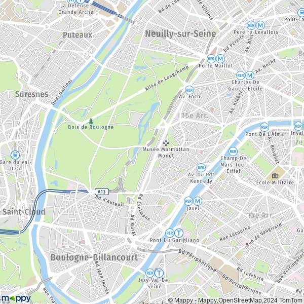 La carte pour la ville de 16e Arrondissement, Paris
