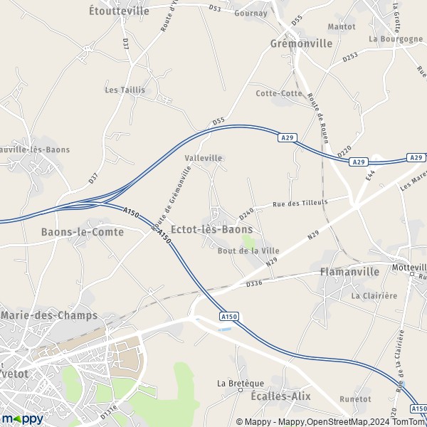 La carte pour la ville de Ectot-lès-Baons 76970