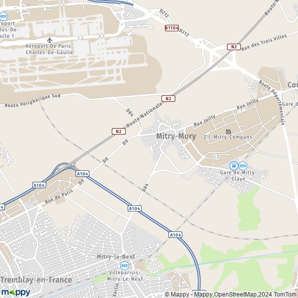 La carte pour la ville de Mitry-Mory 77290