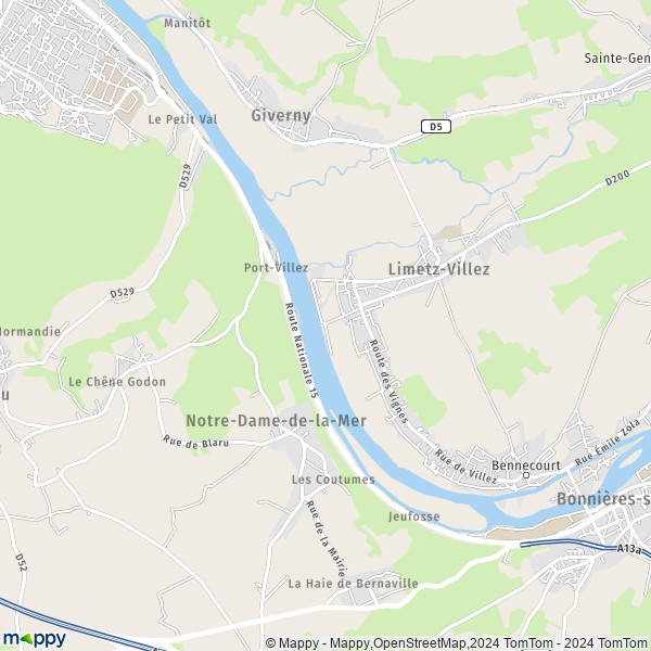 La carte pour la ville de Jeufosse, 78270 Notre-Dame-de-la-Mer