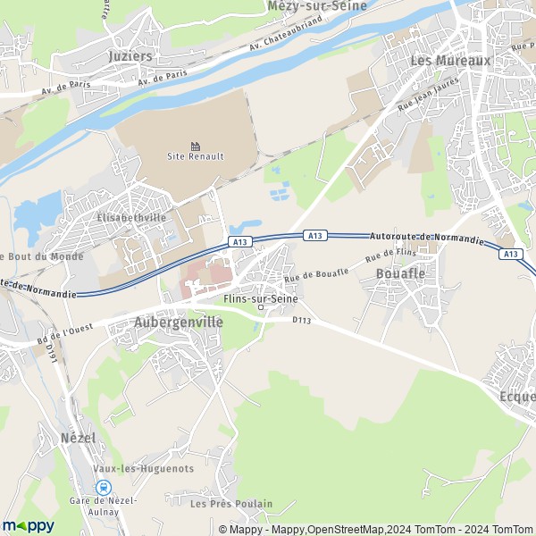 La carte pour la ville de Flins-sur-Seine 78410