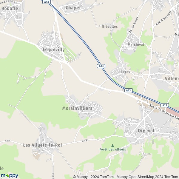 La carte pour la ville de Morainvilliers 78630
