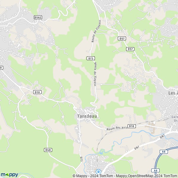 La carte pour la ville de Taradeau 83460