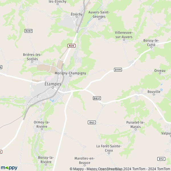 La carte pour la ville de Morigny-Champigny 91150