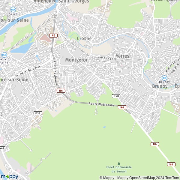 La carte pour la ville de Montgeron 91230