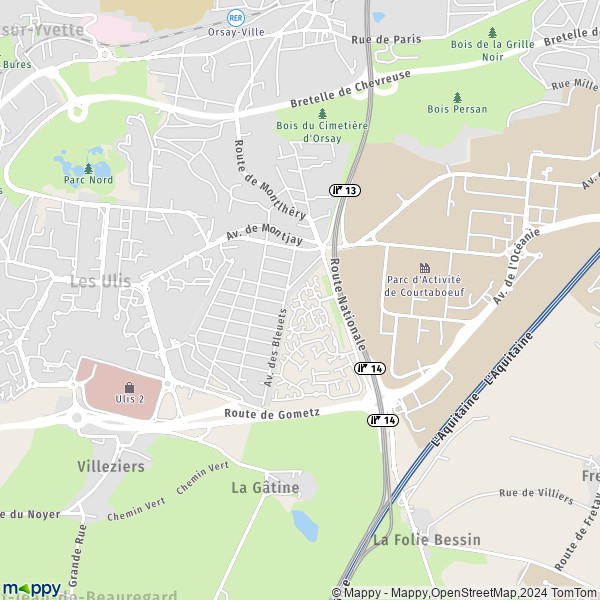 La carte pour la ville de Les Ulis 91940