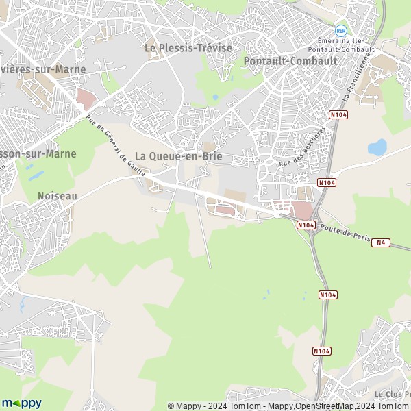 La carte pour la ville de La Queue-en-Brie 94510
