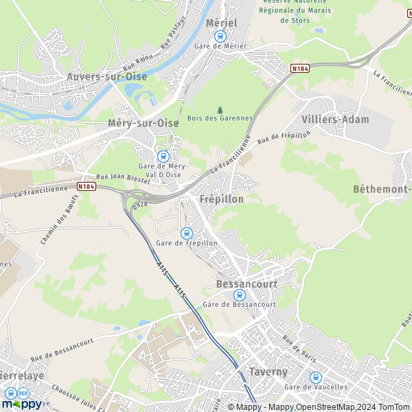 La carte pour la ville de Frépillon 95740