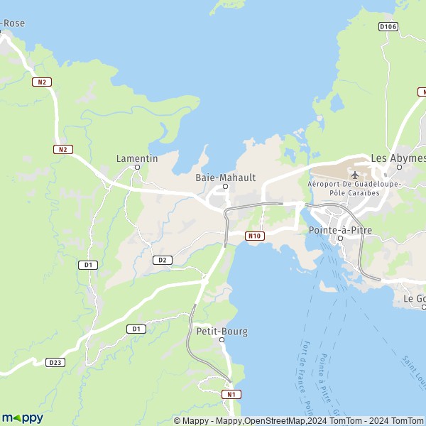 La carte pour la ville de Baie-Mahault 97122