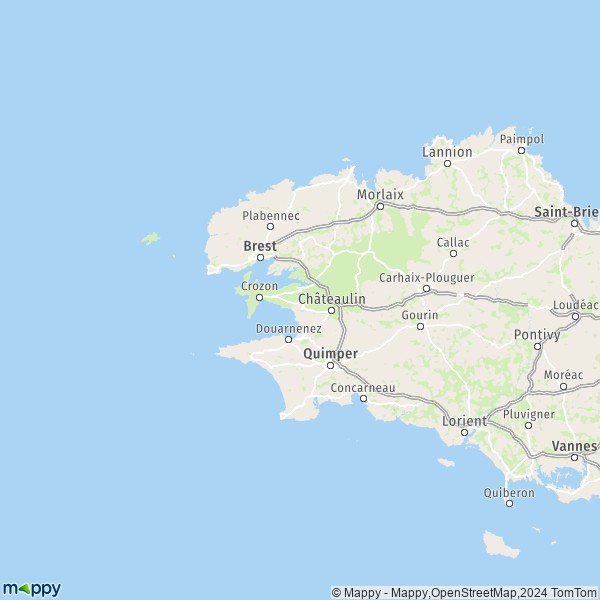 La carte du département Finistère