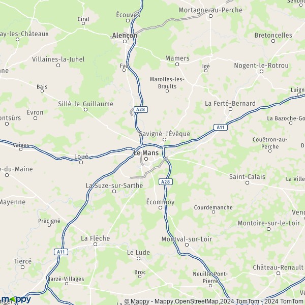 La carte du département Sarthe