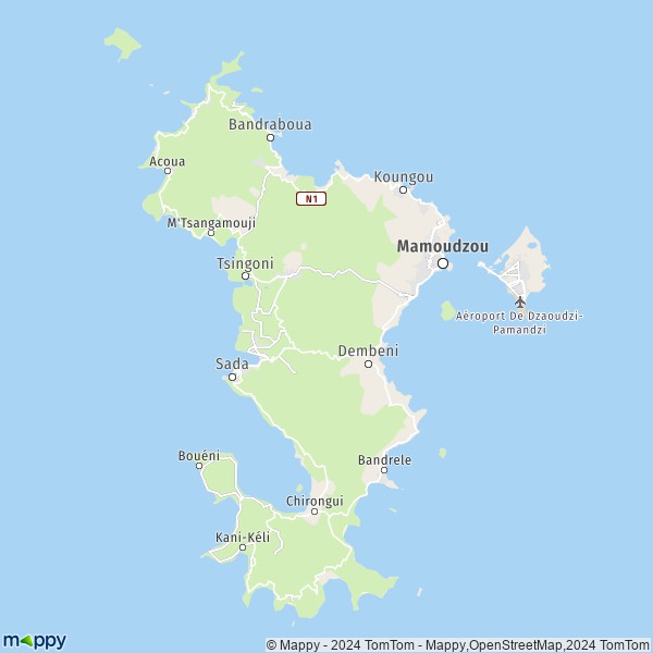 La carte de la région Mayotte